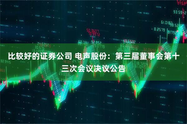 比较好的证券公司 电声股份：第三届董事会第十三次会议决议公告